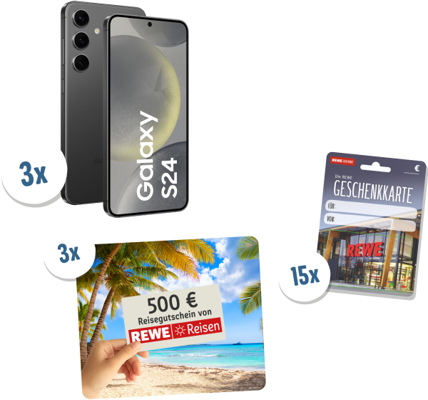 ja! mobil Frühlingsfest Gewinne: 3 mal iPhone 15, 3 mal Reisegutschein über 500 €, 15 mal 100 € Rewe Geschenkkarte